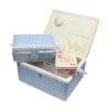 N�hkorb-Set blau, weiss gepunktet (1x gro� und 1x mittel) und Accessoires Box (mit Zubeh�r)