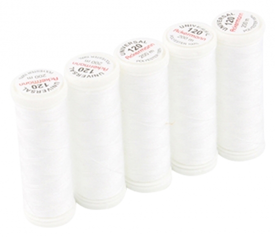 Ackermann Universal N�hgarn St�rke 120 - 5x 200 m, Farbe 0700 wei�