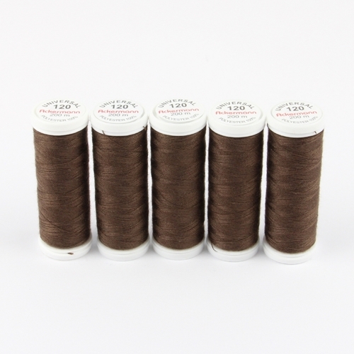 Ackermann Universal N�hgarn St�rke 120 - 5x 200 m, Farbe 0772 schokobraun