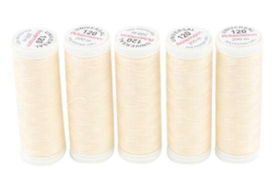 Ackermann Universal N�hgarn St�rke 120 - 5x 200 m, Farbe 0808 elfenbein