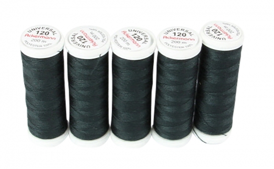 Ackermann Universal N�hgarn St�rke 120 - 5x 200 m, Farbe 0836 sehr dunkles grau