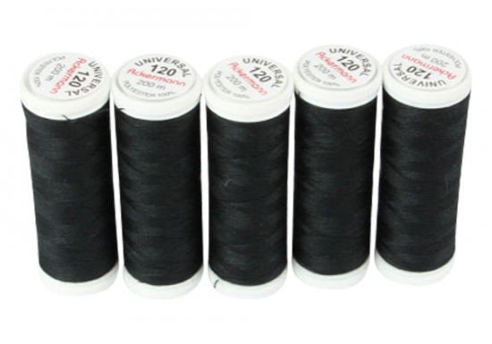 Ackermann Universal N�hgarn St�rke 120 - 5x 200 m, Farbe 0799 schwarz
